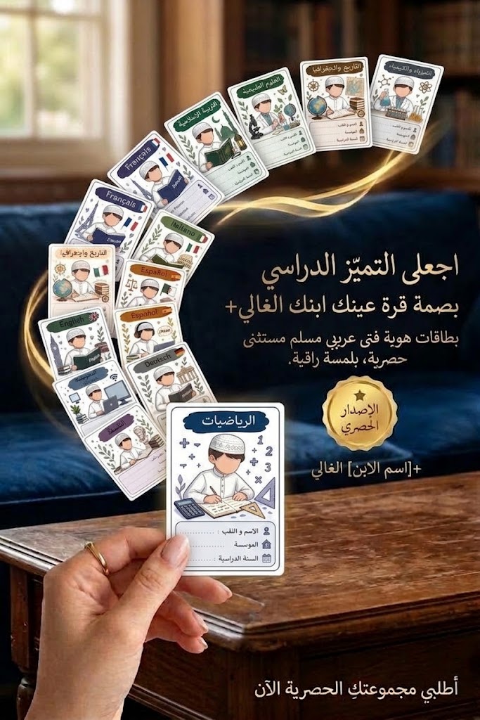 بطاقات الكتب والكراريس للذكور | فتى عربي مسلم – تصميم حصريbdf