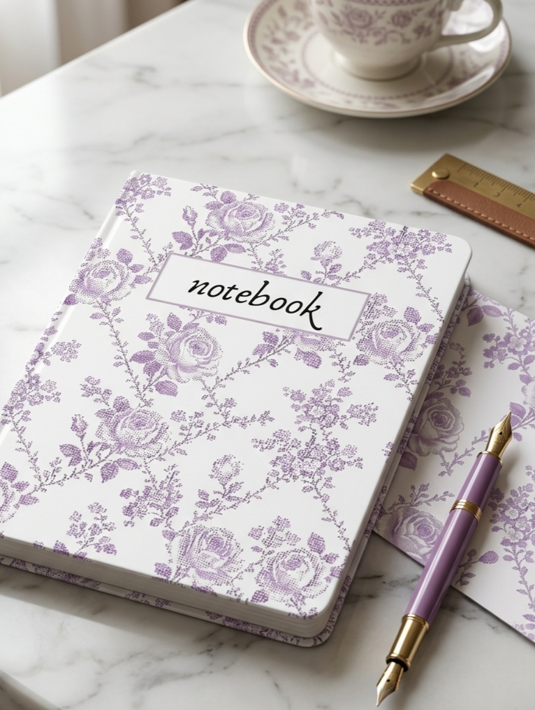 Purple Floral Aesthetic Notebook | Digital Notebook – 66 Pages