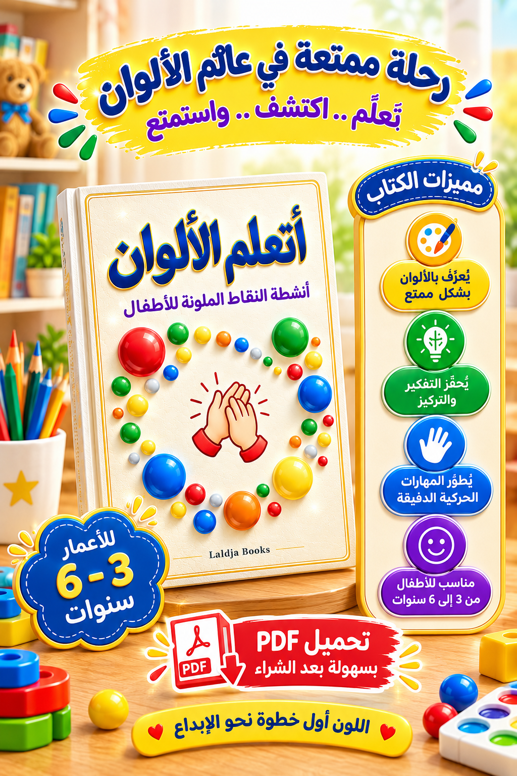 أتعلم الألوان – أنشطة ممتعة لتنمية مهارات الطفل (PDF)
